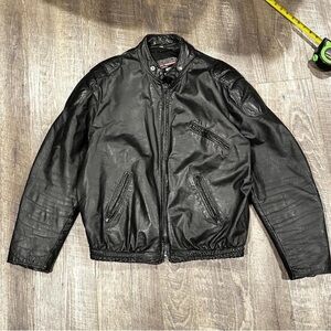 Brooks Black Leather Bomber Jacket